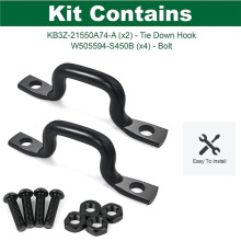 2PCS Rear Bed Steel Tie Down Rope Hook with Screw KB3Z-21550A74-A for Ranger 2019-2025 Lariat Raptor KB3Z21550A74A