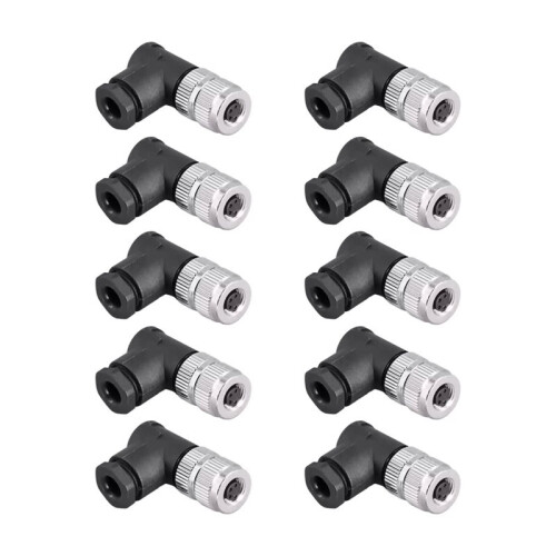 10pcs M8 Sensor Connectors Waterproof Angle Screw Threaded Coupling 4pin for Electronics Female Plug