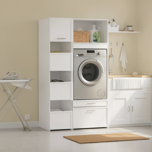 SoBuy Κολόνα Αποθήκευσης Λευκή 60x40x186 εκ. 4 Πόρτες 1