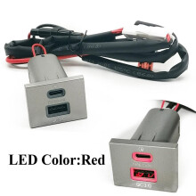 12V/24V Car QC3.0 Type C PD USB Dual Outlet Car Charger Socket for Focus 2 Mk2 2009-2011