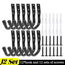 12pcs Heavy Duty Garage Wall Hooks J Practical Hook Metal Hanging Wall Mount Storage Rack for Garden Hose Ladders Bike