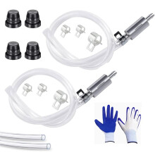 2PCS Brake Bleeder Hose with Gloves - One Way Check Valve Tube Bleeding Tool Kit for Car Motorcyle with Metal Clips
