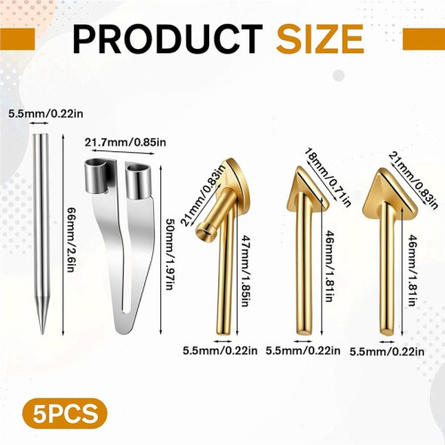 5 Pack Copper Plastic Welding Tips Triangle Smoothing Tip Replacement Set for Plastic , Car Bumper & Kayak Repair