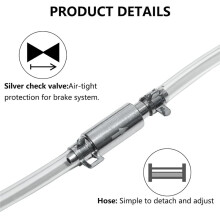 2PCS Brake Bleeder Hose with Gloves - One Way Check Valve Tube Bleeding Tool Kit for Car Motorcyle with Metal Clips