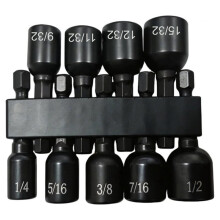 9pcs Hex Nut Driver Set Power Nut Driver Bit Set 1/4 Hex Shank Socket Adapter Drill Bit for Electric Screwdriver SAE