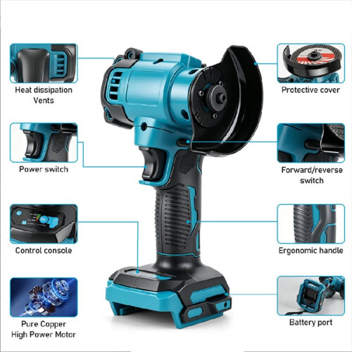Esmerilhadeira Angular  Sem Fio 3 Polegadas, 21 V, 20.000 RPM, Ferramenta Elétrica Portátil para Polimento e Corte, Compatível com 2