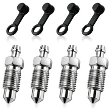 4PCS M10x1.0-35.4mm Car Brake Bleeder Screw,Car Brake Bleeder Valve with Brakes Bleeders Caps,Caliper Bleeders Screw