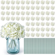 1set White Hydrangea Artificial Flowers, Simulated Flower Heads, Suitable for Wedding Center Decorations, Party Decor