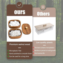 Wood Qtip Holder Bathroom Jars with Lids, Double-Layer Canisters for Cotton Storage,Bathroom Countertop, Home Decor