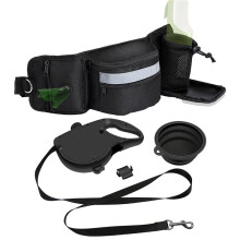 This Multi-Functional Pet Training Waist Pack Includes A Retractable Leash, Treat Bag, Water Bottle Bag, and Water Bowl