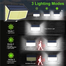 Luz Solar Exterior de 468 LED con Sensor de Movimiento, Resistente Al Agua, para Jardín, Pasillo, Decoración y Emergencia.