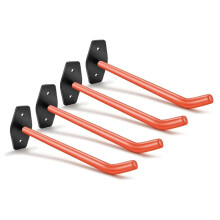 4pc Heavy Duty Garage Hooks - 88Lbs Capacity Anti-Slip Coating,Carbon Steel Wall-Mounted Tire Storage System Orange