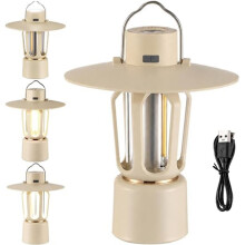 Rechargeable Camping Lantern Stepless Dimming Portable LED Light with Magnetic Base & Hook for Outdoor