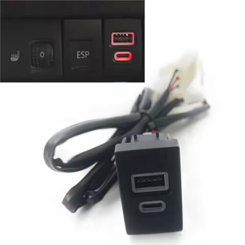 Red LED Dual QC3.0 USB C PD Car Charger Socket - Fast Power Adapter for  Beetle Accessories 1