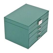 Luxury Jewelry Box Multi-Layer Leather Jewelry Storage Box with Drawer Large Capacity for Earrings Rings Necklaces Green
