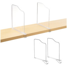 4 Pack Clear Shelf Dividers 7.5" Tall Plastic Closet Organizers for Purses Towels Books, Fit 0.4"-1.35" Shelves
