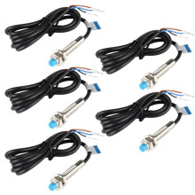 5Pcs Inductive Proximity Sensor , NPN NO, LJ8A3-2-Z/BX, 3 Wire Normally Open, M8, Detector 2mm