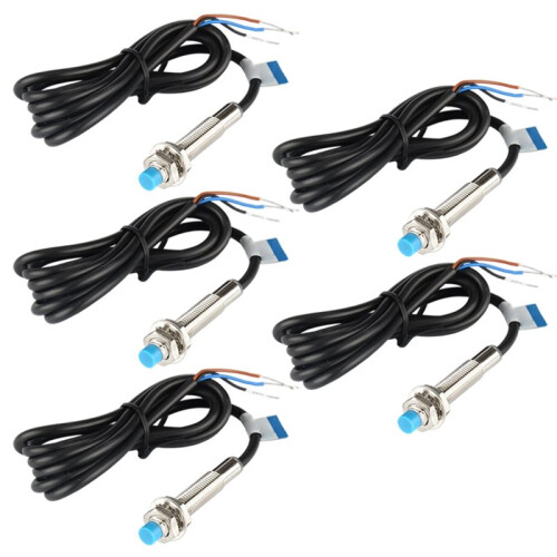5Pcs Inductive Proximity Sensor , NPN NO, LJ8A3-2-Z/BX, 3 Wire Normally Open, M8, Detector 2mm