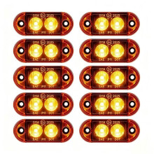 10 Peças 2 LED 12V-24V Luzes de Marcador Lateral Ovais Luz de Sinalização Traseira para Trailer Ônibus Van Caminhão
