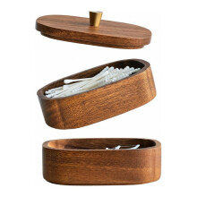 Wood Qtip Holder Bathroom Jars with Lids, Double-Layer Canisters for Cotton  Storage,Bathroom Countertop, Home Decor