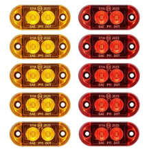 10 Peças 2 LED 12V-24V Luzes de Marcador Laterais Ovais Lampadas de Sinalização para Caminhão Trailer Ônibus Van
