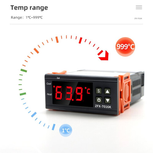 ZFX-7016K 12V 30A Digital Temperature Controller with Intelligent Thermostat and K-Type Sensor 1