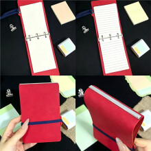 3Holes Loose Leaf Binding Pocket Notebook with 60Sheets Iine Inner Page Stationery Notebook Black