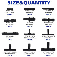 Car Hose Connector Assortment Reducer Set Plastic Straight T Piece Connectors for Cooling Systems Engine-Feed Systems