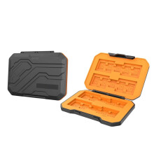 T20 Portable Memory Card Holder 28 Slots Memory Card Case for Micro CFexpress Type A Cards Black Orange