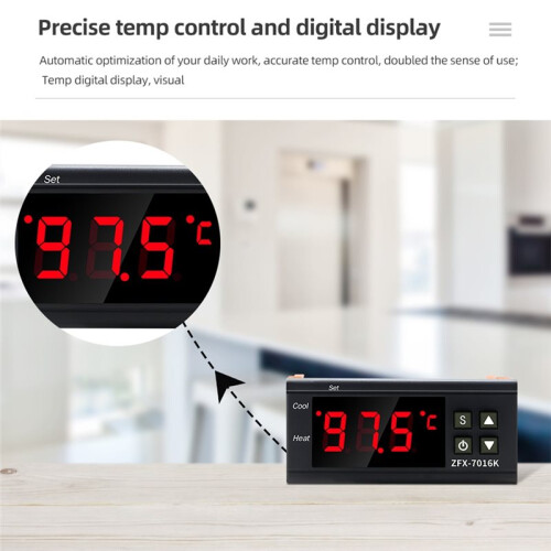 ZFX-7016K 12V 30A Digital Temperature Controller with Intelligent Thermostat and K-Type Sensor 2
