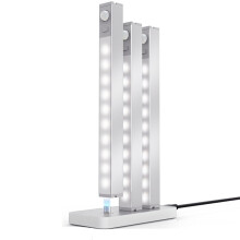 Éclairage Sous Meuble avec Station de Charge, Lampe D'Intérieur à Détecteur de Mouvement, 3 Lampes à Piles, Rechargeable Sans Fil