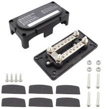 Barre de Bus à Terminal M6 à 12 Circuits (100A, 48V) - Bloc de Distribution D'Alimentation pour Modifications de Circuits Automobiles et Maritimes