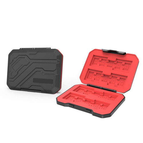 T20 Portable Memory Card Holder 28 Slots Memory Card Case for  Micro CFexpress Type A Cards Black Red
