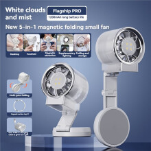 Magnetic Folding Small Fan Powerful Cold Air for Rapid Cooling with Soft Fill Light Portable Handheld Fan
