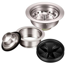 5 Pcs 3-1/2 Inch Kitchen Sink Drain Strainer Assembly with Sink Garbage Disposal Flange and Stopper,  Guard