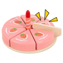1set Wooden Cake Toy Set, Slicable Birthday Cake Realistic Food Toy,Dessert Party Props with Long-Lasting Quality A