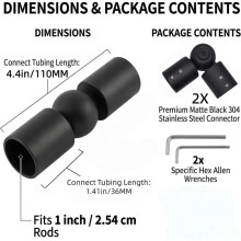 Heavy Duty Adjustable Corner Curtain Rod Connector, Hinged Elbow Connector for 1 Inch Bay Window Curtain Rods & Blinds