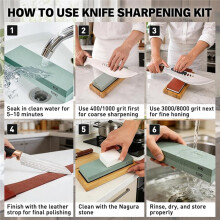 10-Teiliges Messerschärfstein-Set, 4-Seitig, Körnung 400/1000 und 3000/8000, Messerschärfset