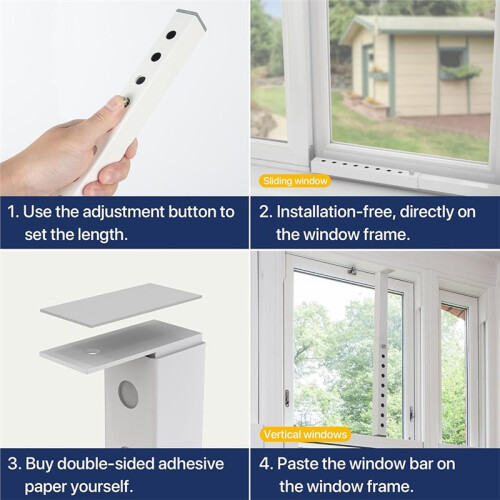 2Pcs Adjustable Window Lock Bar,Window Security Bars for Child Safety,Window Stoppers for Small Sliding Windows/Dog Door 2