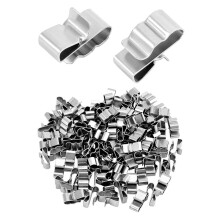 100 Pcs Trailer Frame Wire Clips Stainless Steel Metal Cable Clips 22.5 mm/ 0.89 Inch,Solar Panel Double Wire Clamps