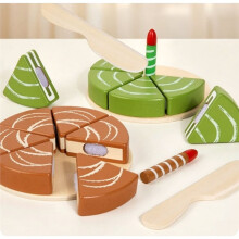 1set Wooden Cake Toy Set, Slicable Birthday Cake Realistic Food Toy,Dessert Party Props with Long-Lasting Quality Matcha