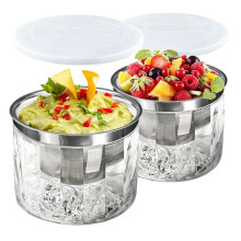 2 Pcs Chilled Dip Bowl, Ice Serving Bowl with Lid for Parties, Cold Serving Dish for Hummus, Salsa, Guacamole, Sauces