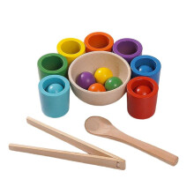Montessori Sju Färger Färgkoppar Matchande Sorteringskognitionsspel Träning Tidig Utbildning Lärande Leksaker Present