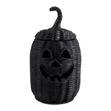 Rattan Resin Halloween Pumpkin Lamp Figurine, Halloween Candy Basket, Halloweens Treat Bag Lamp Candy Basket C