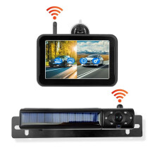 1080P Solar Wireless Backup Camera, 5" IPS Screen Monitor Back Camera, Night Vision Cam for Vehicle Truck RV