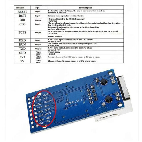 CH9121 Serial to Ethernet Network Module Converter Serial Server Microcontroller Networking Module for IoT Devices 1