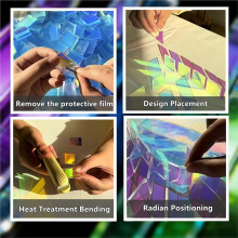 200pcs  Holographic Acrylic Blocks, 0.79x0.79" Rainbow Plexiglass Sheets for DIY Crafts Art Deco