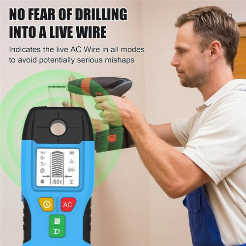 Handheld Stud Finder 6-in-1 Wall Scanner Metal Detector AC Wire Detection LCD Display Auto Shutoff Tool