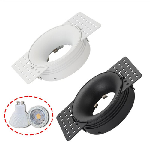 Frameless Recessed LED Ceiling Downlight Fitting MR16 Bulb Holder Round Spot Light Adjustable Frame A 1