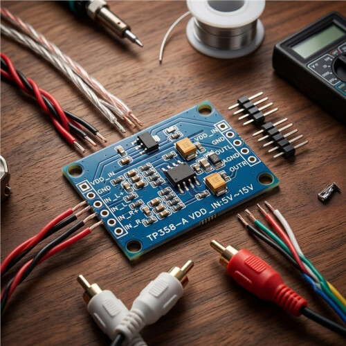Differential Analog Audio to Single-Ended Output Module,Balanced to Unbalanced Stereo Converter Board,5V-15V 1